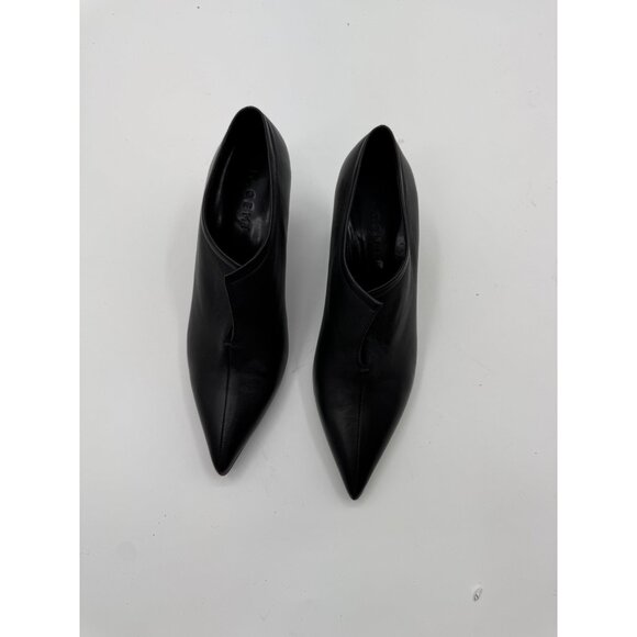 M. Gemi Alania Black Italian Leather Pointed Toe Heeled Shoes Size 7.5 or EU 38 - Picture 3 of 14